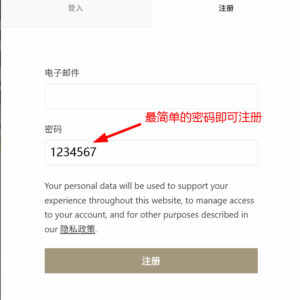 使用最简单的密码进行注册